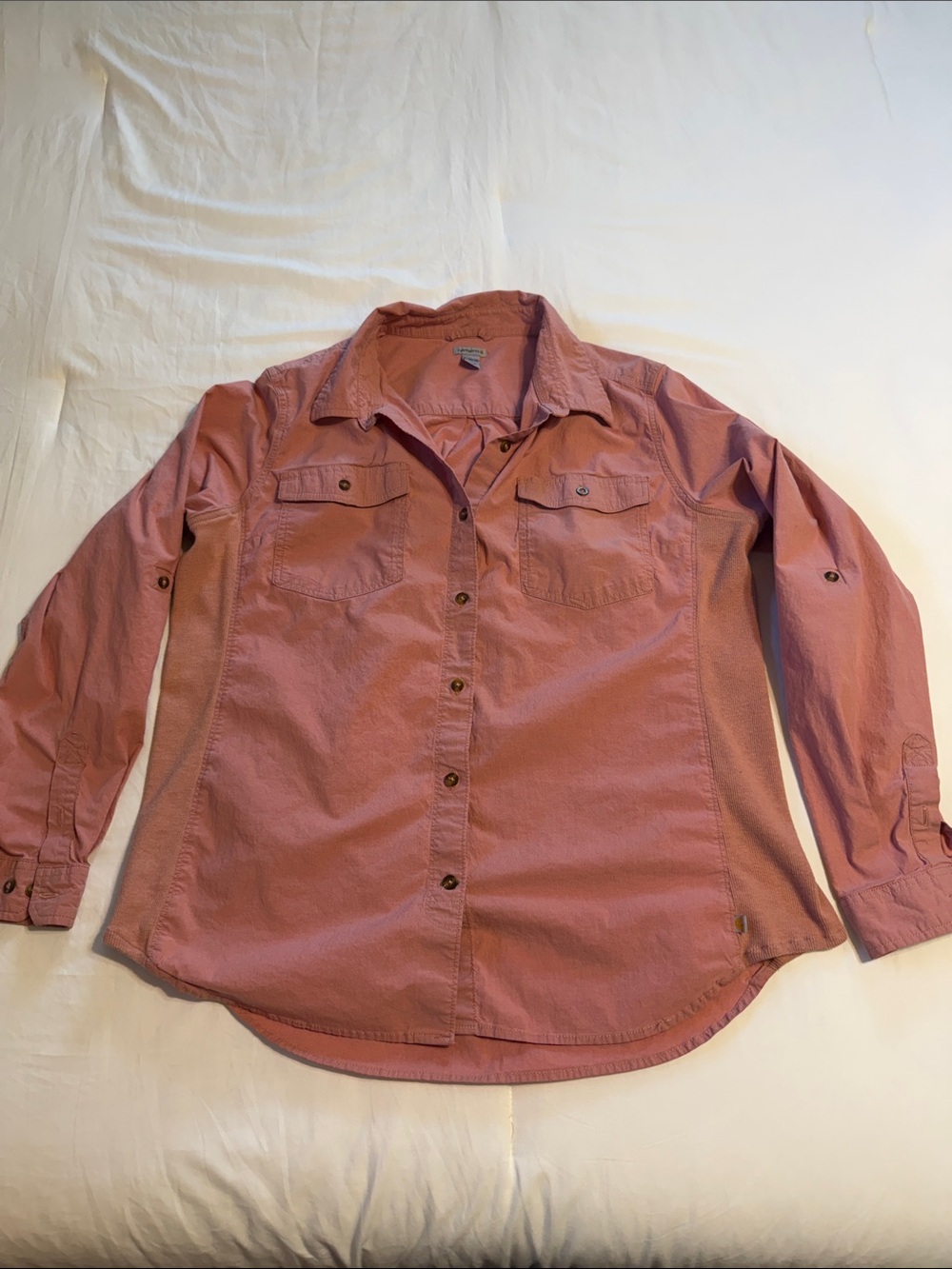 Women’s Carhartt Casual Button-Up Shirt in Dusty Rose. XL